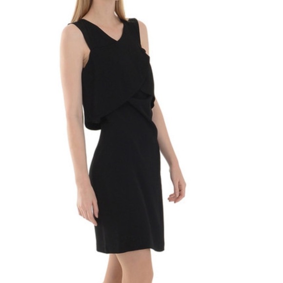 NWT Sandro Raviv Wrap Effect Crepe Dress LBD Sleeveless Cross Front Black Sz M - Picture 4 of 16